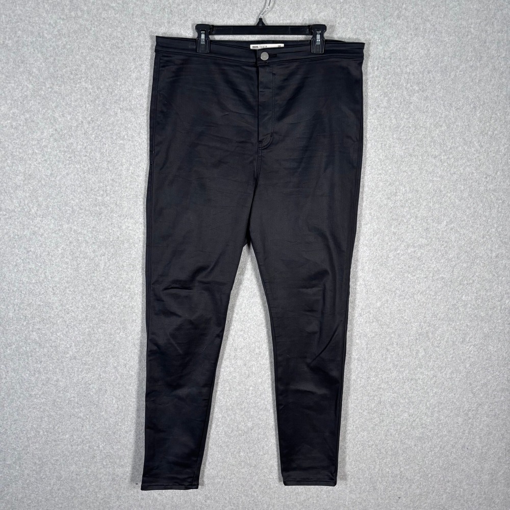 ASOS Coated Jeans US 16 Stretch High Rise Shimmer Shiny Rave NYE Cyber Punk Sexy